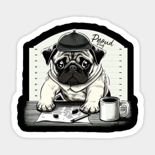 Pug Dog White Sticker